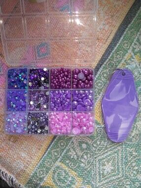 Mixed Purple Rhinestone, Jelly & Pearl Bedazzle KIT  -- DIY Keychain